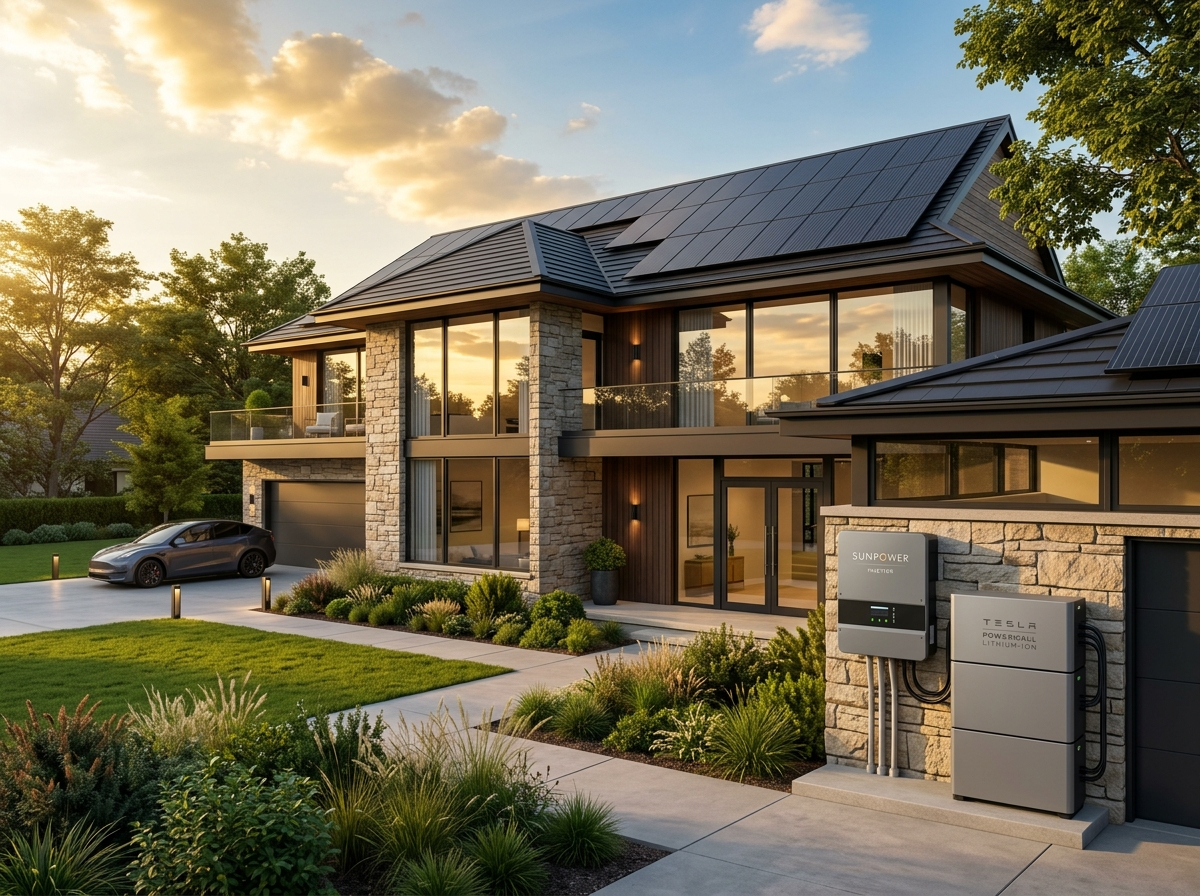 Modern House with Rooftop Solar Panels and Complete Solar Setup by AI Sun Solar Ghatal